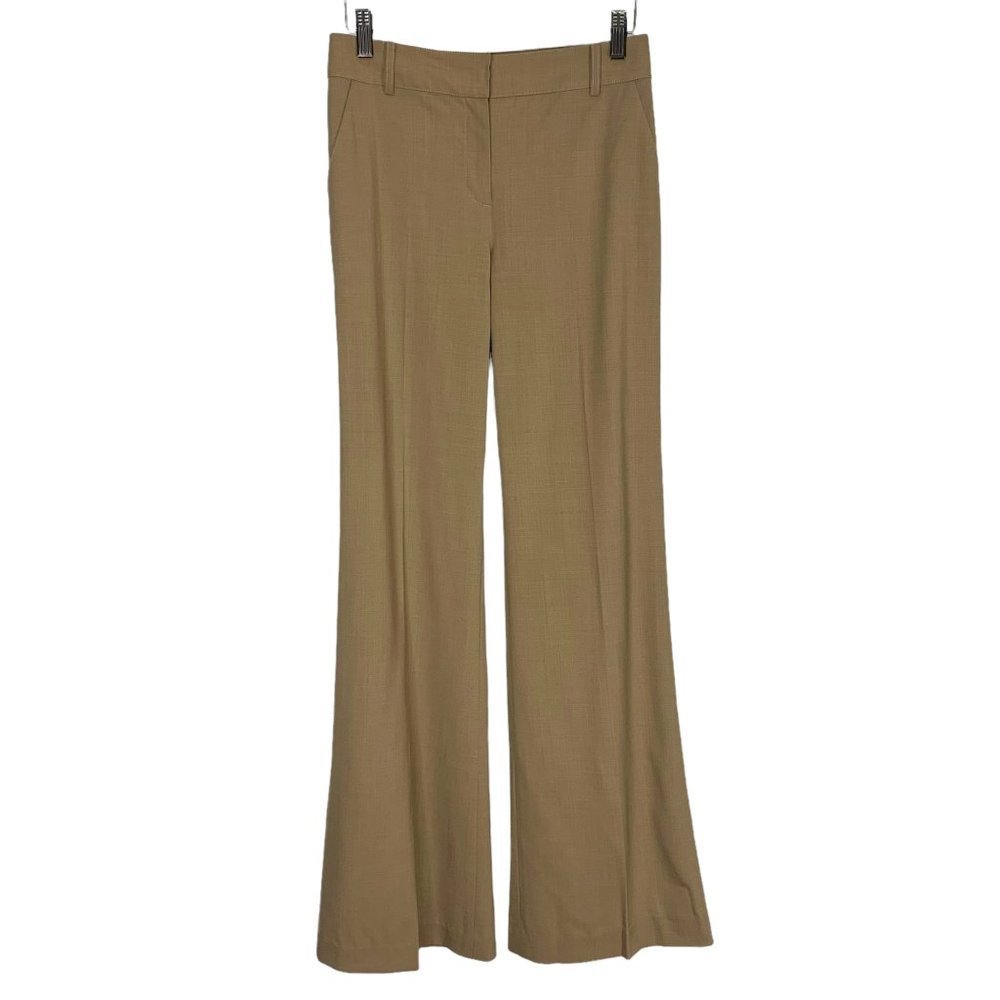 St John Tan Wide Flare Leg Dress Trouser Pants Size 2 Tall